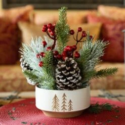 Christmas Mix IN 4.25" Ceramic Reverse Tree Pot -Christmas Designers Store D511151S 3