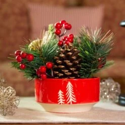 Christmas Mix In 6" Ceramic Reverse Tree Pot -Christmas Designers Store D511154S 3