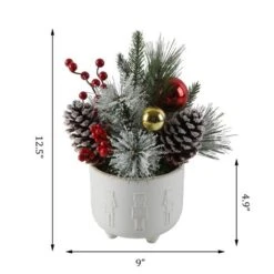 Christmas Mix In 12.5" Ceramic Cracker Footed Pot 8 Christmas Mix In 12.5" Ceramic Cracker Footed Pot -Christmas Designers Store D511159S 2