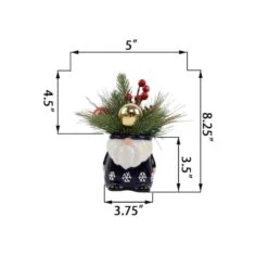 Christmas Mix In 8" Gnome Ceramic Pot -Christmas Designers Store D511166S 2