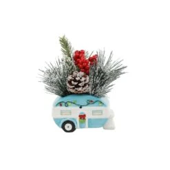 Christmas Mix In 8" Blue Ceramic Camper