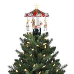 11" Animated Carousel Christmas Tree Topper -Christmas Designers Store D511968S 2