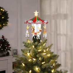 11" Animated Carousel Christmas Tree Topper -Christmas Designers Store D511968S 3
