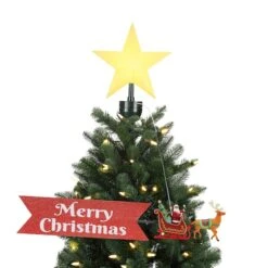 Santa's Sleigh Believe Banner Animated Christmas Tree Topper -Christmas Designers Store D511970S 1 1
