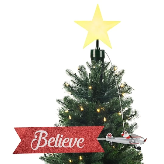 Santa's Plane & Banner Animated Christmas Tree Topper 4 Santa's Plane & Banner Animated Christmas Tree Topper - Image 2