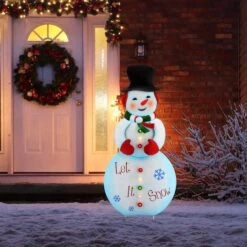 3ft. Lit Snowman Outdoor Metal Sign -Christmas Designers Store D511973S 2