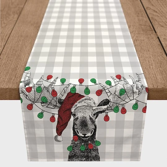 72" Christmas Lights Moose Table Runner 4 72" Christmas Lights Moose Table Runner - Image 2