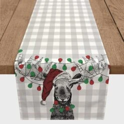 90" Christmas Lights Moose Table Runner -Christmas Designers Store D517978S 1 1