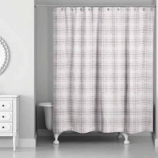 Holiday Gray Plaid Shower Curtain 5 Holiday Gray Plaid Shower Curtain - Image 3