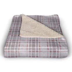 Holiday Gray Plaid 50x60 Sherpa Fleece Blanket -Christmas Designers Store D517990S 2