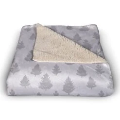 Gray Forest Pattern 50x60 Sherpa Fleece Blanket 9 Gray Forest Pattern 50x60 Sherpa Fleece Blanket -Christmas Designers Store D518015S 3