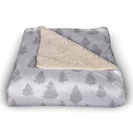 Gray Forest Pattern 50x60 Sherpa Fleece Blanket 6 Gray Forest Pattern 50x60 Sherpa Fleece Blanket - Image 4