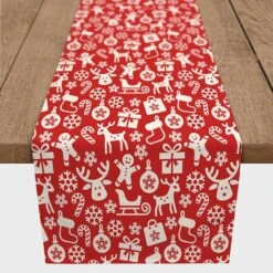 90" Christmas Icons Table Runner -Christmas Designers Store D518035S 1 1