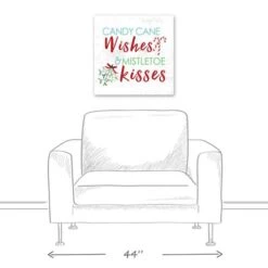 Candy Cane Wishes And Mistletoe Kisses 20x20 Canvas Wall Art -Christmas Designers Store D518039S 5