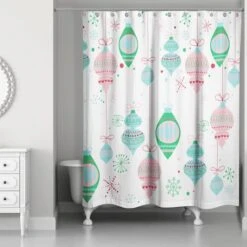 Retro Funky Ornaments Shower Curtain -Christmas Designers Store D518060S 2
