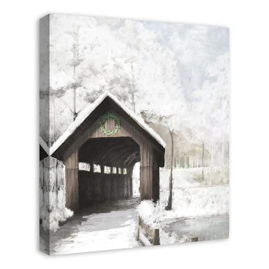 Covered Bridge In Winter 20x24 Canvas Wall Art 5 Covered Bridge In Winter 20x24 Canvas Wall Art - Image 3