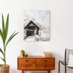 Covered Bridge In Winter 20x24 Canvas Wall Art 12 Covered Bridge In Winter 20x24 Canvas Wall Art -Christmas Designers Store D518076S 4