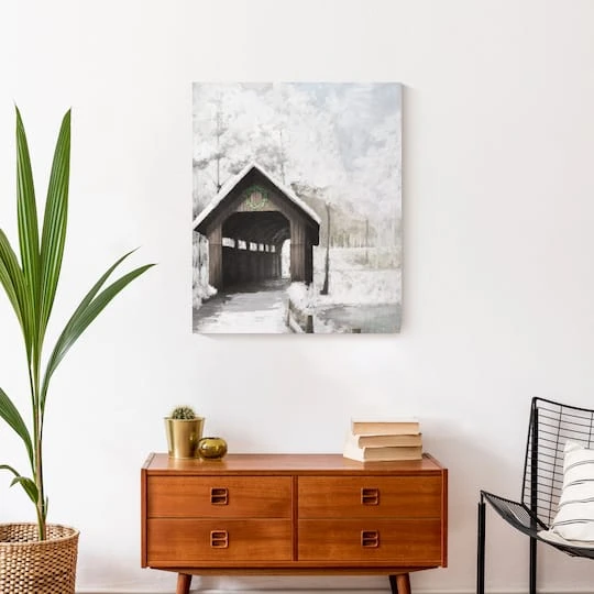 Covered Bridge In Winter 20x24 Canvas Wall Art 7 Covered Bridge In Winter 20x24 Canvas Wall Art - Image 5