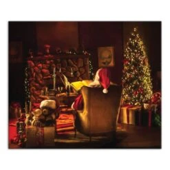Santa By The Fireplace 24x20 Canvas Wall Art