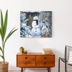Winter Snowman 24x20 Canvas Wall Art -Christmas Designers Store D518098S 4