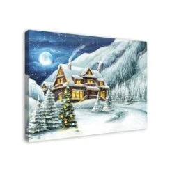 Cabin In The Mountains 40x30 Canvas Wall Art 10 Cabin In The Mountains 40x30 Canvas Wall Art -Christmas Designers Store D518102S 2