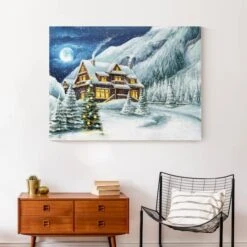 Cabin In The Mountains 40x30 Canvas Wall Art 12 Cabin In The Mountains 40x30 Canvas Wall Art -Christmas Designers Store D518102S 4