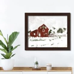 Christmas Snow On The Farm Walnut Framed Print Under Plexiglass -Christmas Designers Store D518109S 3