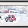 Dashing Through The Snow Truck Black Framed Print Under Plexiglass -Christmas Designers Store D518110S 1