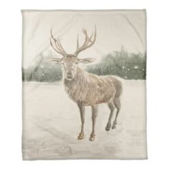 Winter Deer 50x60 Coral Fleece Blanket
