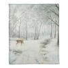 Doe Walking In The Snow 50x60 Coral Fleece Blanket -Christmas Designers Store D518120S 1