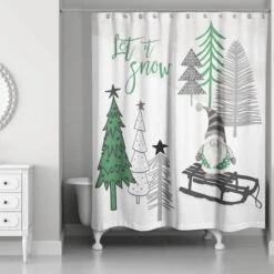 Let It Snow Tree Gnome Shower Curtain -Christmas Designers Store D518165S 2