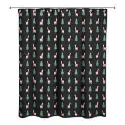 Holiday Llama Pattern Shower Curtain -Christmas Designers Store D518166S 1 1