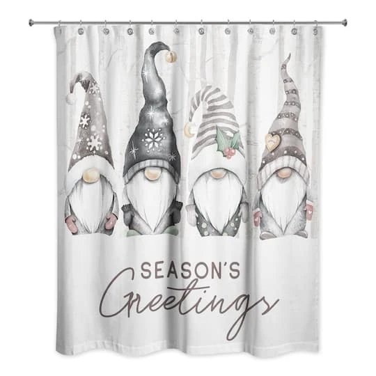 Seasons Greetings Gnomes Shower Curtain 3 Seasons Greetings Gnomes Shower Curtain