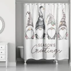 Seasons Greetings Gnomes Shower Curtain 7 Seasons Greetings Gnomes Shower Curtain -Christmas Designers Store D518169S 2