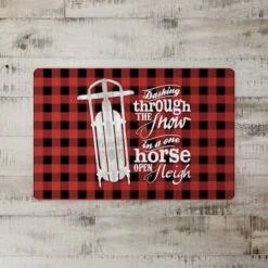 Open Sleigh Buffalo Print 27x18 Floor Mat 7 Open Sleigh Buffalo Print 27x18 Floor Mat -Christmas Designers Store D518210S 2