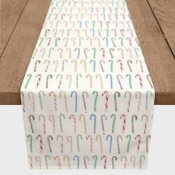 Candy Cane Pattern 16x72 Poly Twill Table Runner 8 Candy Cane Pattern 16x72 Poly Twill Table Runner -Christmas Designers Store D518243S 2