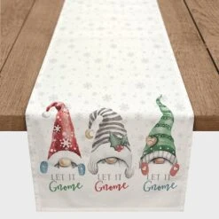 Let It Gnome 16x72 Poly Twill Table Runner -Christmas Designers Store D518245S 2