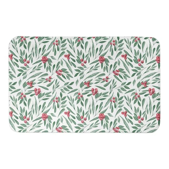 Designs Direct Green Leaves & Holly Berries Bath Mat, 34" X 21" 4 Designs Direct Green Leaves & Holly Berries Bath Mat, 34" X 21" - Image 2