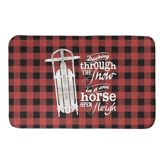 Designs Direct Open Sleigh Buffalo Check Bath Mat, 34" X 21" 3 Designs Direct Open Sleigh Buffalo Check Bath Mat, 34" X 21"