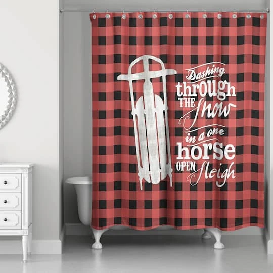 One Horse Open Sleigh Shower Curtain 4 One Horse Open Sleigh Shower Curtain - Image 2