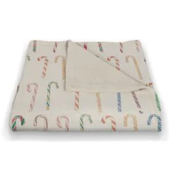 Candy Cane Pattern 50x60 Coral Fleece Blanket 8 Candy Cane Pattern 50x60 Coral Fleece Blanket -Christmas Designers Store D518273S 2