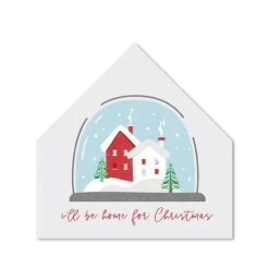 Home Christmas Snow Globe House Shaped Canvas