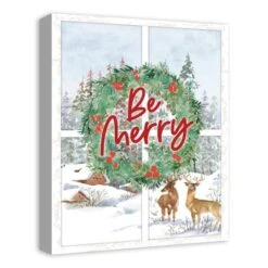 Be Merry Winter Window 16x20 Canvas Wall Art -Christmas Designers Store D518309S 2