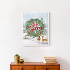 Be Merry Winter Window 16x20 Canvas Wall Art -Christmas Designers Store D518309S 5