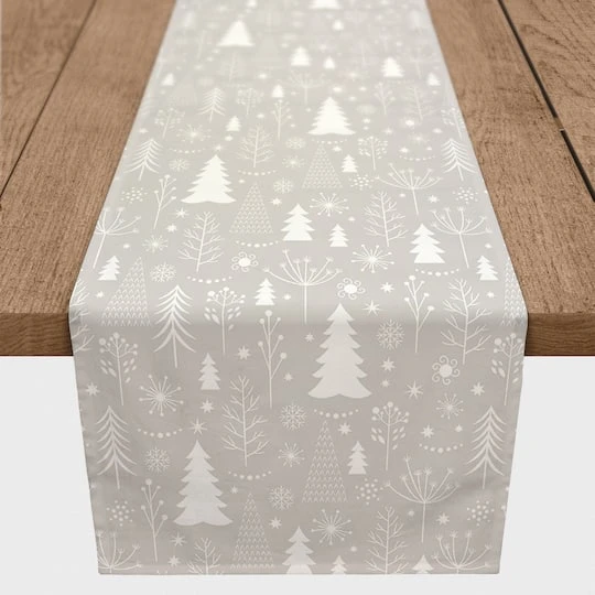 Winter Tree Soft Gray 16x90 Poly Twill Table Runner 5 Winter Tree Soft Gray 16x90 Poly Twill Table Runner - Image 3