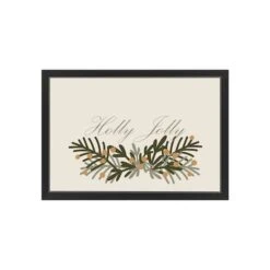 30" Holly Jolly Greenery Black Framed Print Wall Art