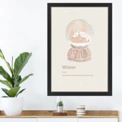 30" Snow Globe Winter Black Framed Print Wall Art -Christmas Designers Store D518465S 2