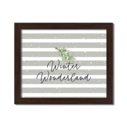 20" Winter Wonderland Gray Stripes Black Framed Print Wall Art
