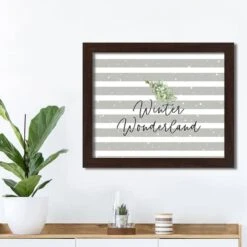 20" Winter Wonderland Gray Stripes Black Framed Print Wall Art 7 20" Winter Wonderland Gray Stripes Black Framed Print Wall Art -Christmas Designers Store D518469S 2
