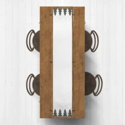 72" Christmas Tree Snow Twill Table Runner